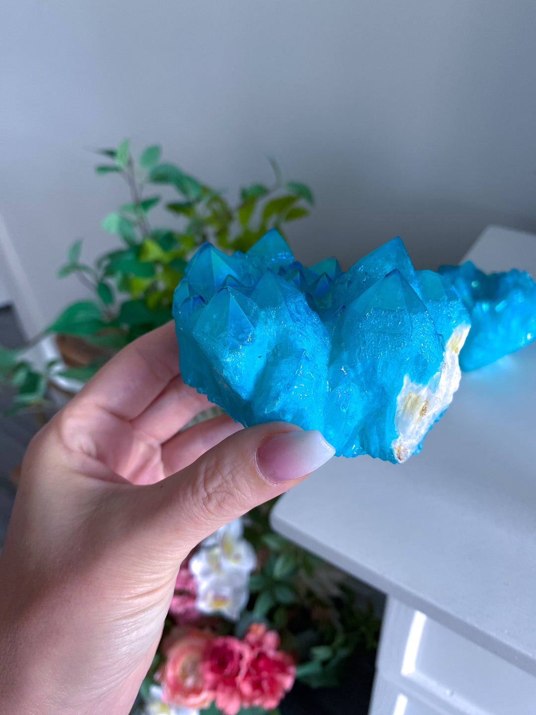 Large Blue Aura Quartz Cluster - Chipped