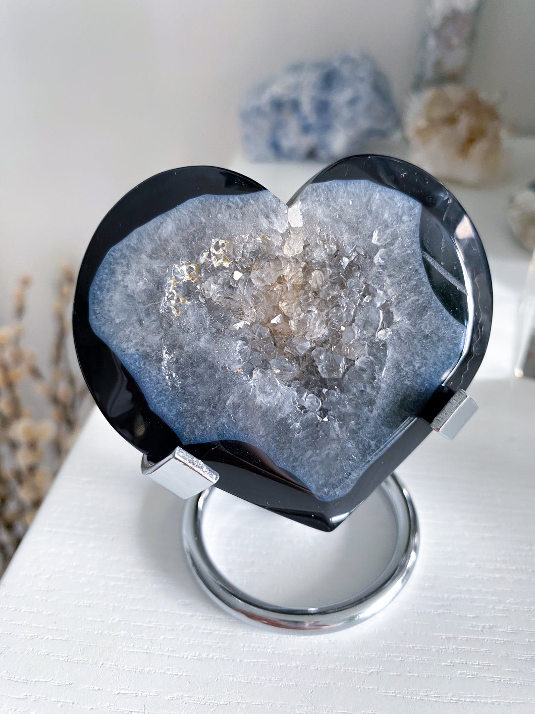 Druzy Black Agate Heart #3