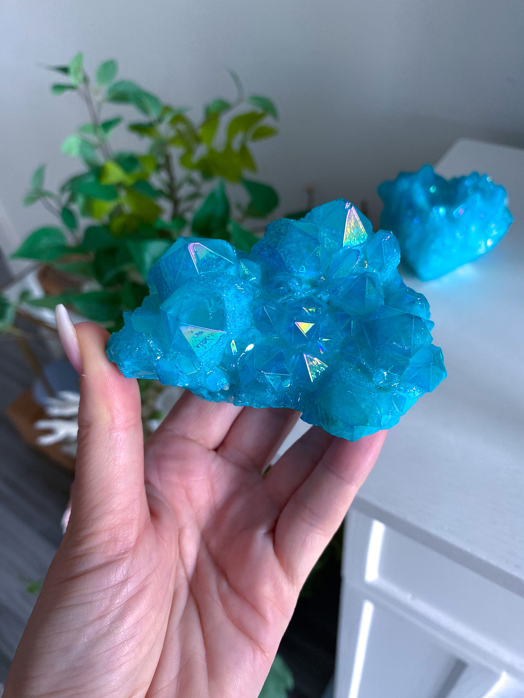 Large Blue Aura Quartz Cluster - Chipped