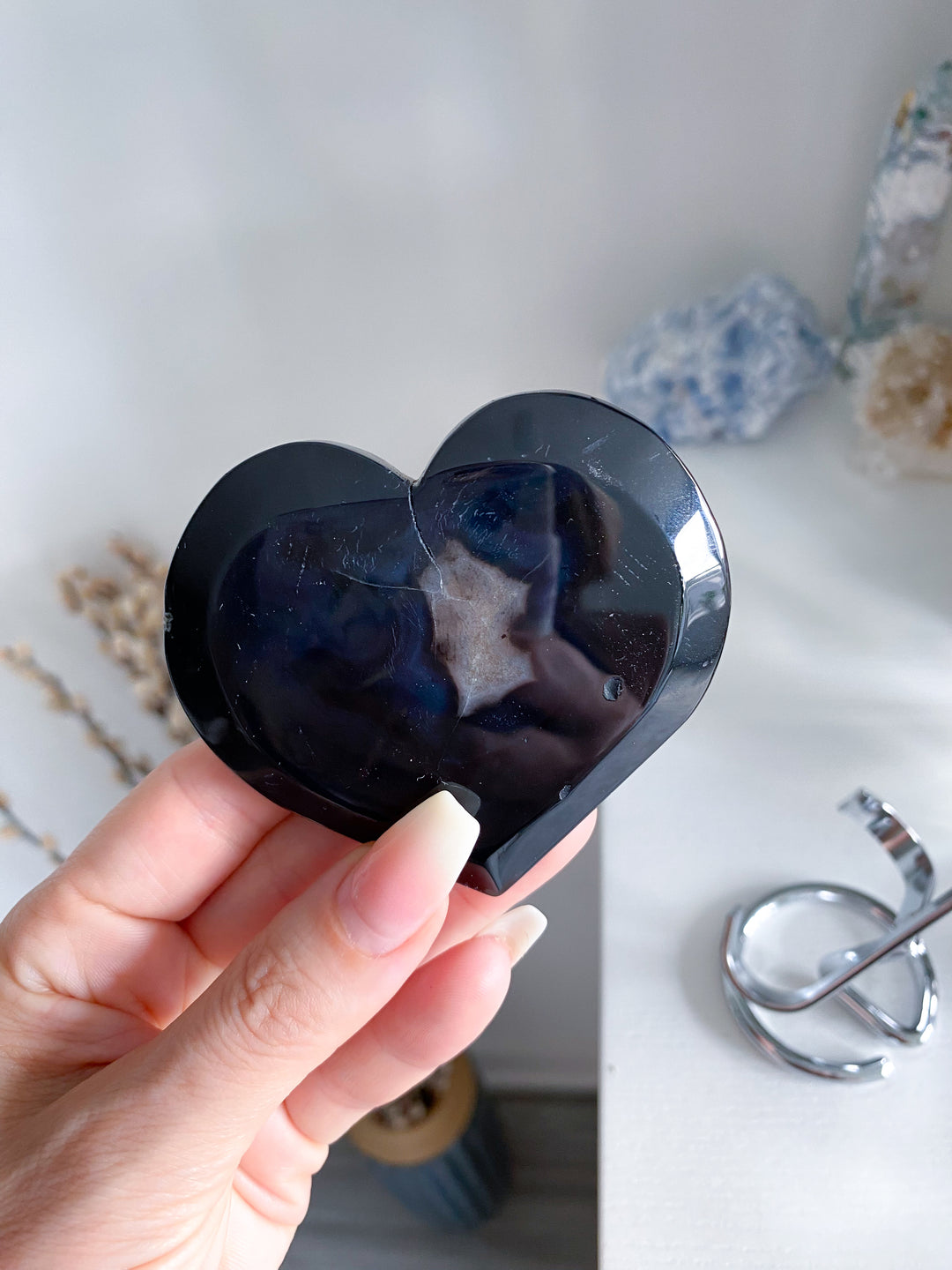 Druzy Black Agate Heart #3