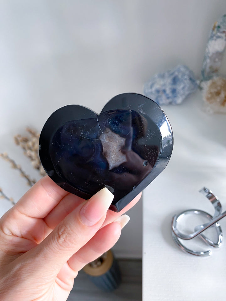 Druzy Black Agate Heart #3