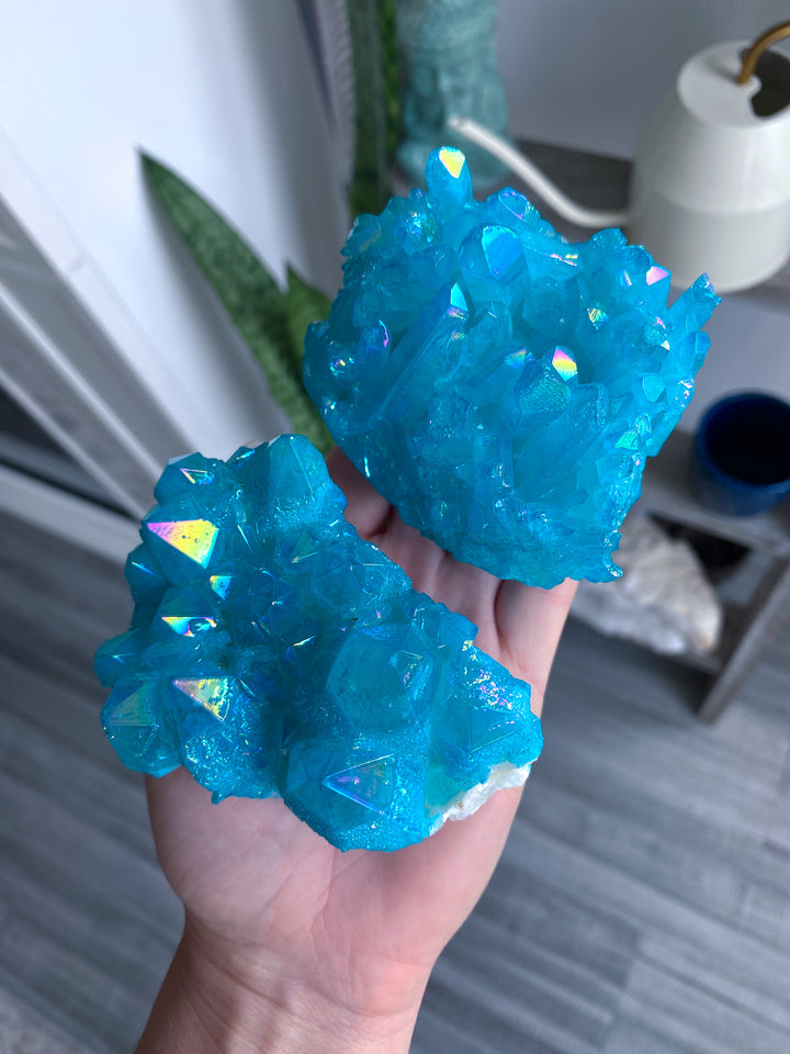 Large Blue Aura Quartz Cluster - Chipped