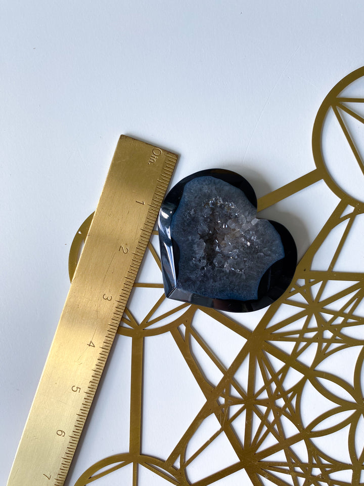 Druzy Black Agate Heart #3