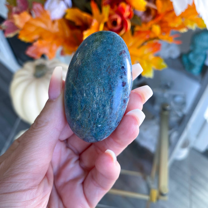 Ruby in Kyanite Palm Stone with Green 