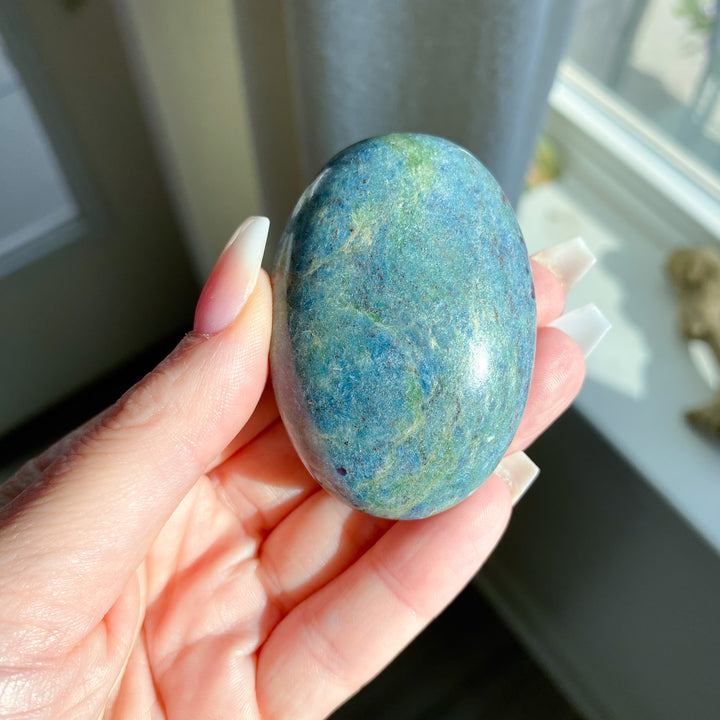 Ruby in Kyanite Palm Stone with Green 