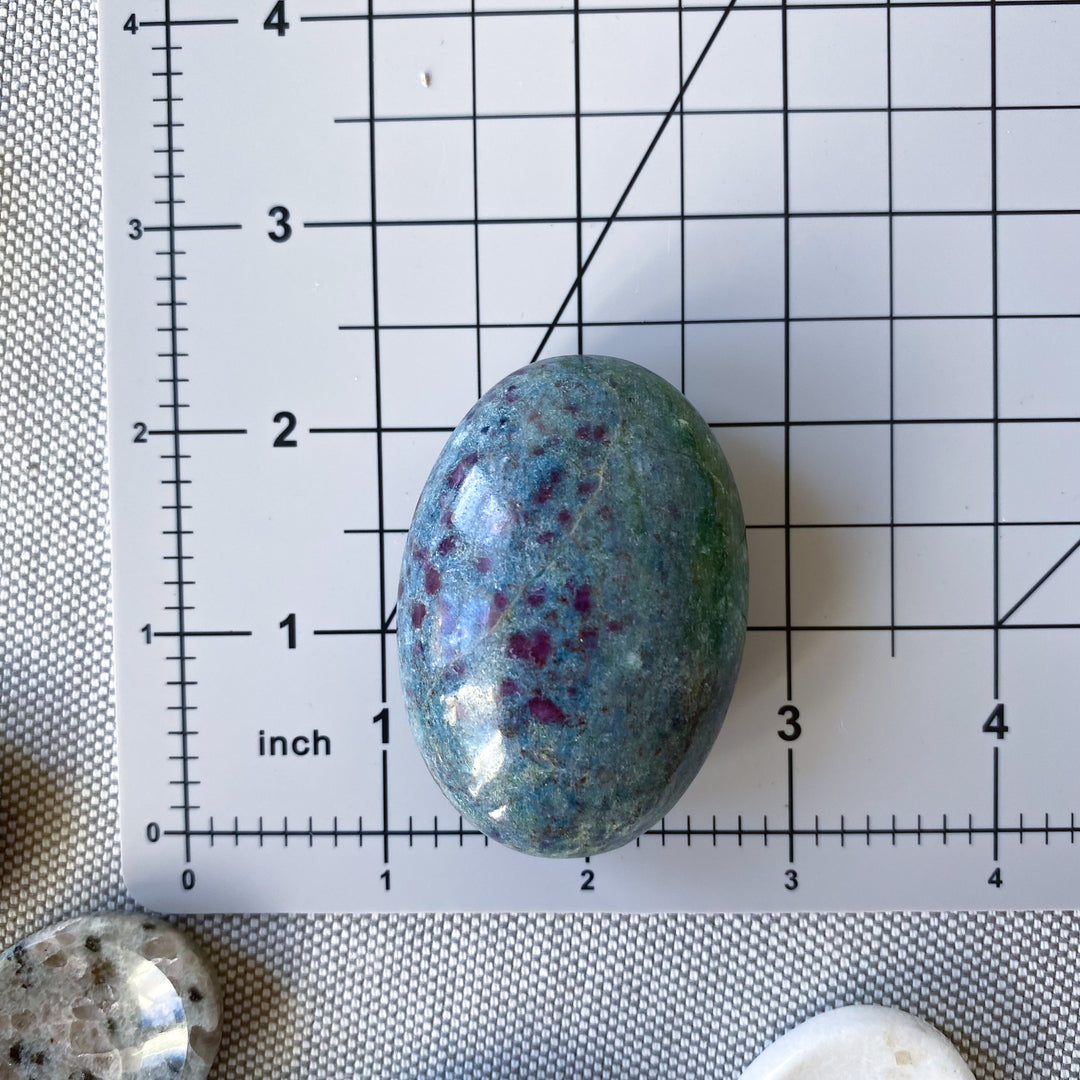 Ruby in Kyanite Palm Stone with Green 
