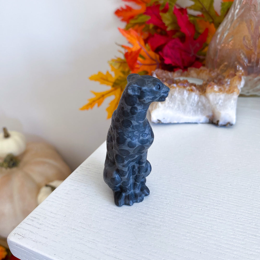 Dark Leopard Skin Jasper Leopard Carving