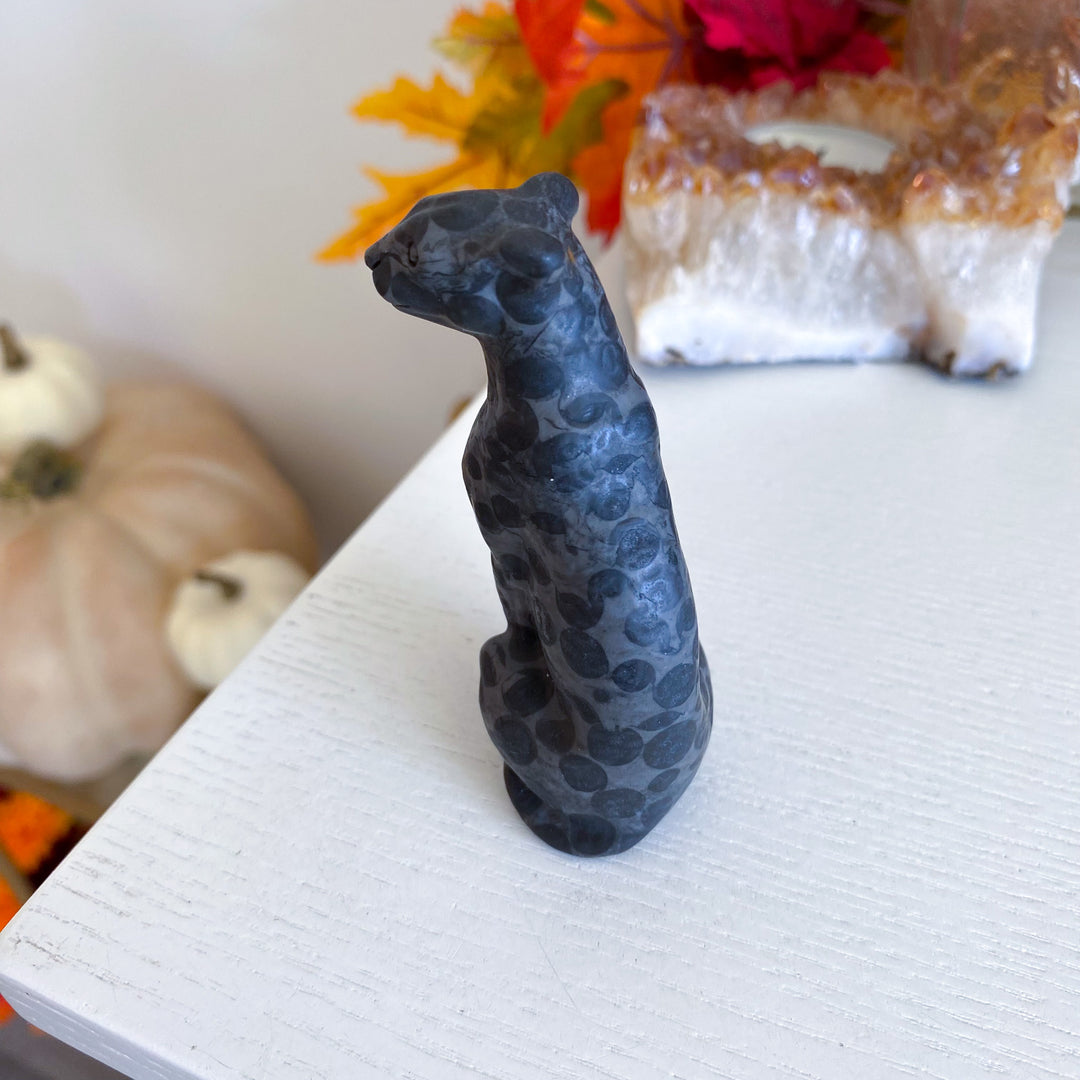Dark Leopard Skin Jasper Leopard Carving