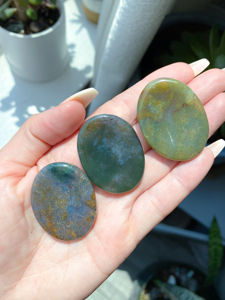 Green Moss Agate Worry Stone