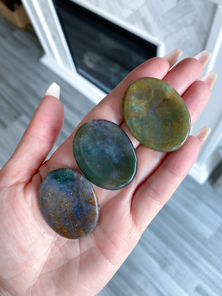 Green Moss Agate Worry Stone
