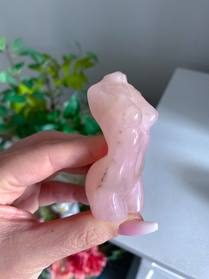 Hematite Inclusion Rose Quartz Goddess Body