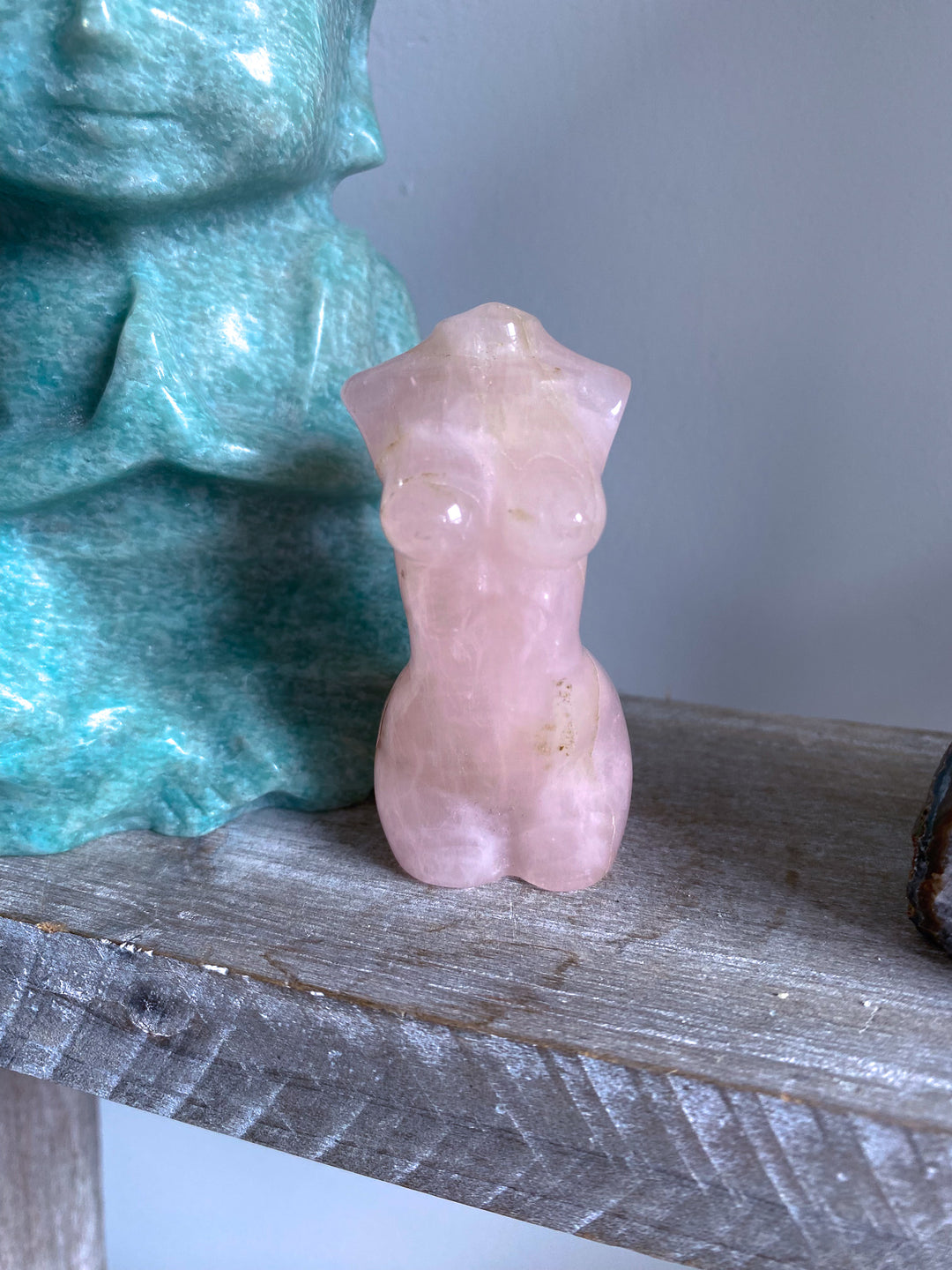 Hematite Inclusion Rose Quartz Goddess Body