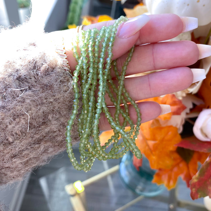 Faceted Prehnite 3mm Bracelet