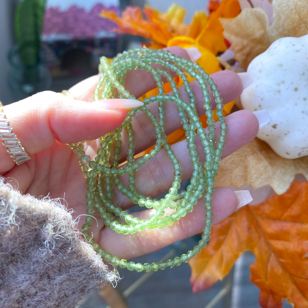 Faceted Prehnite 3mm Bracelet