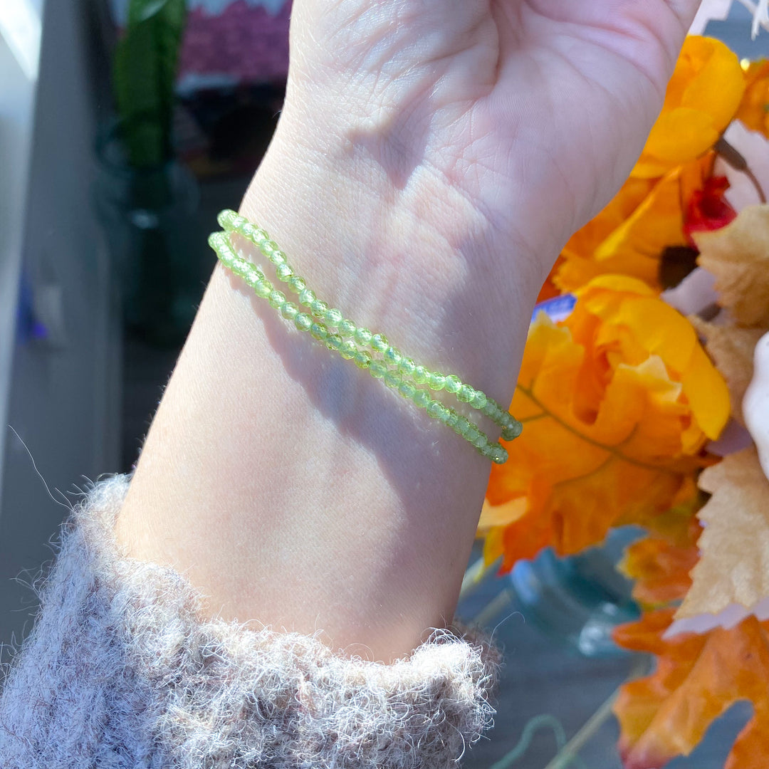 Faceted Prehnite 3mm Bracelet