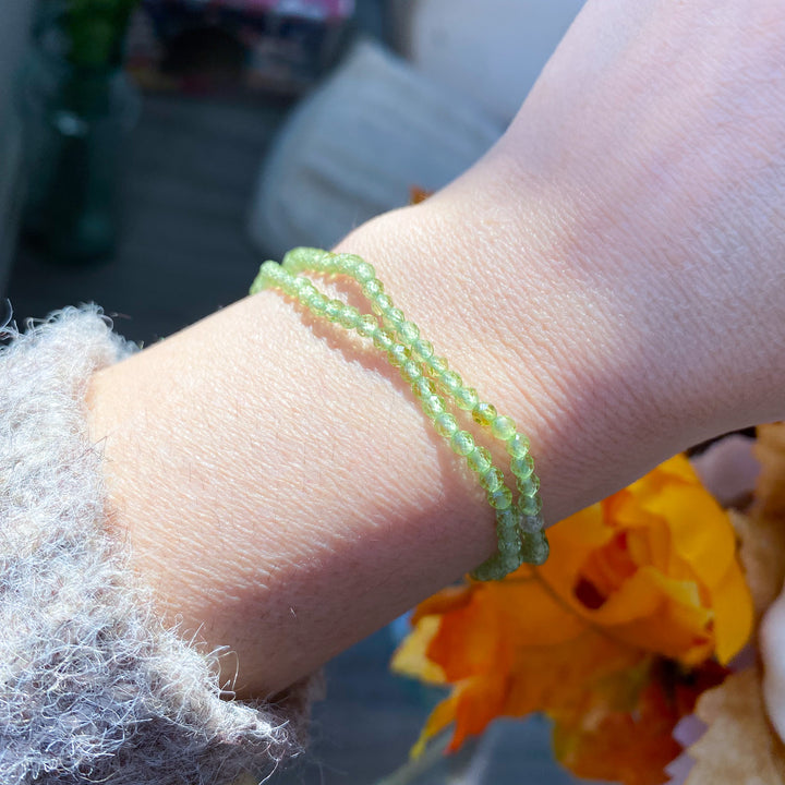 Faceted Prehnite 3mm Bracelet