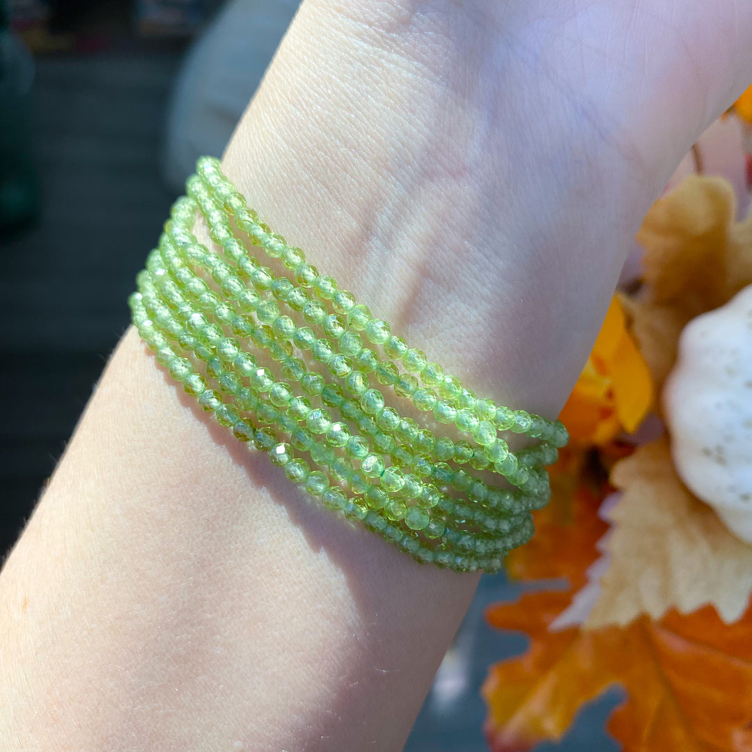 Faceted Prehnite 3mm Bracelet