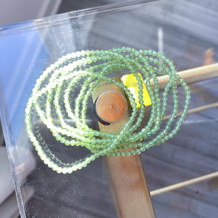 Faceted Prehnite 3mm Bracelet