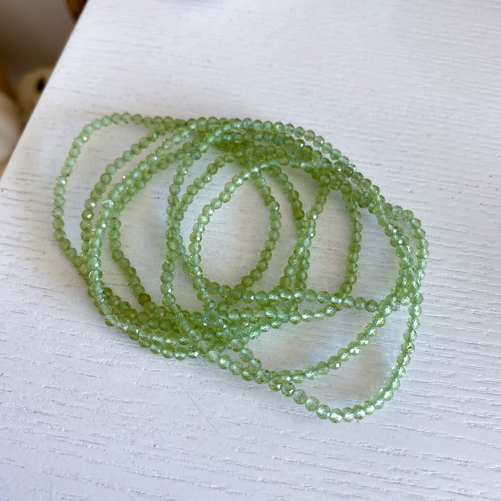 Faceted Prehnite 3mm Bracelet