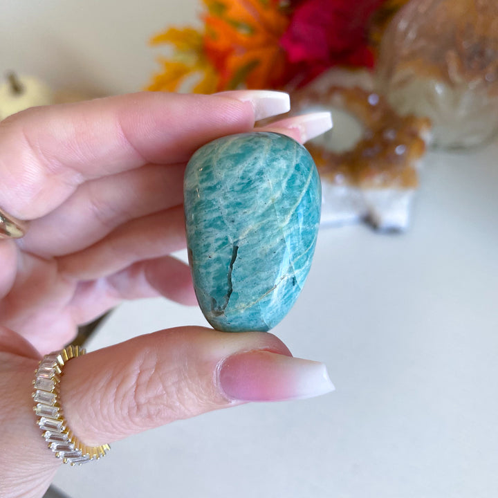 Smoky Quartz in Amazonite Pebble 