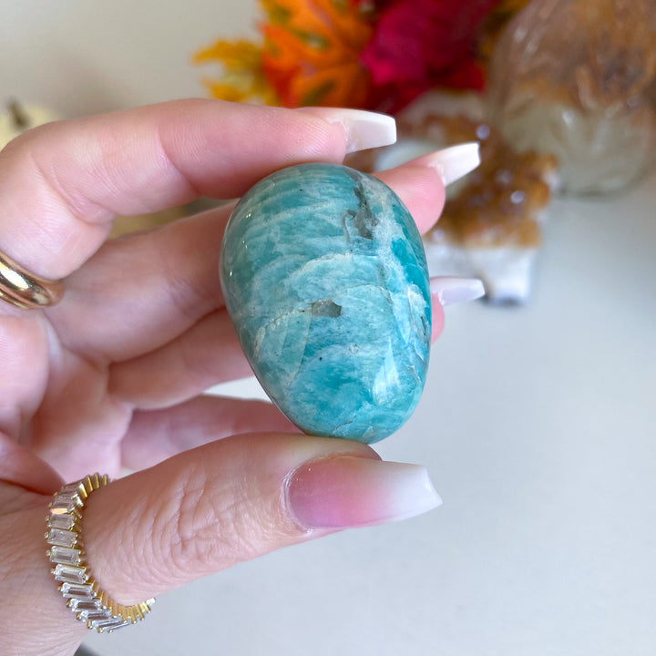 Smoky Quartz in Amazonite Pebble 