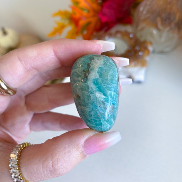 Smoky Quartz in Amazonite Pebble 