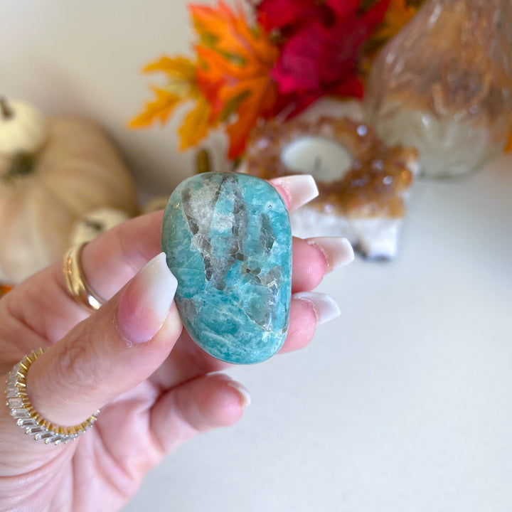 Smoky Quartz in Amazonite Pebble 