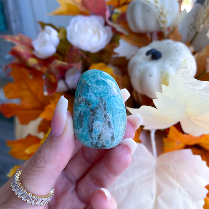 Smoky Quartz in Amazonite Pebble 