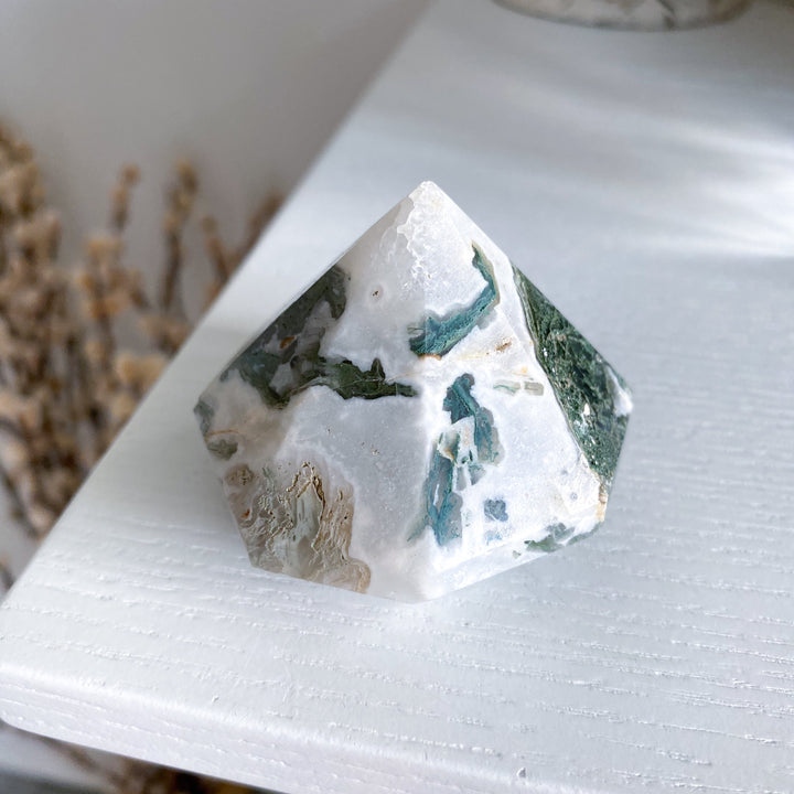 Moss Agate DIAMOND Cut Tower #3