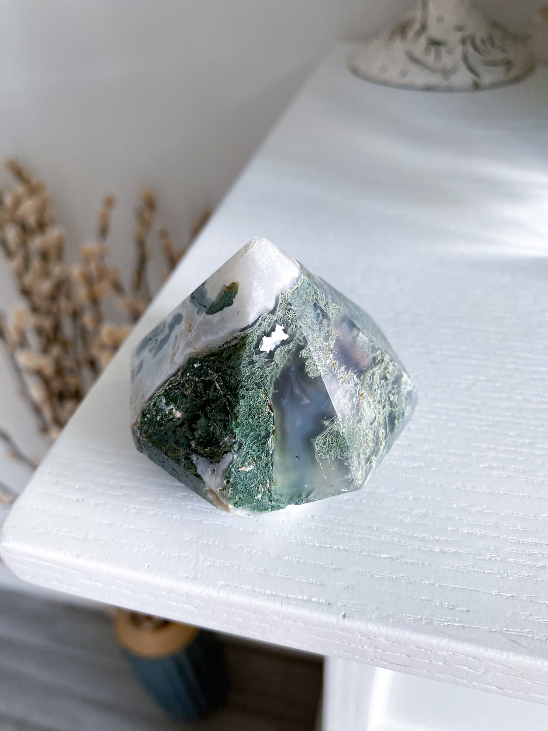 Moss Agate DIAMOND Cut Tower #3