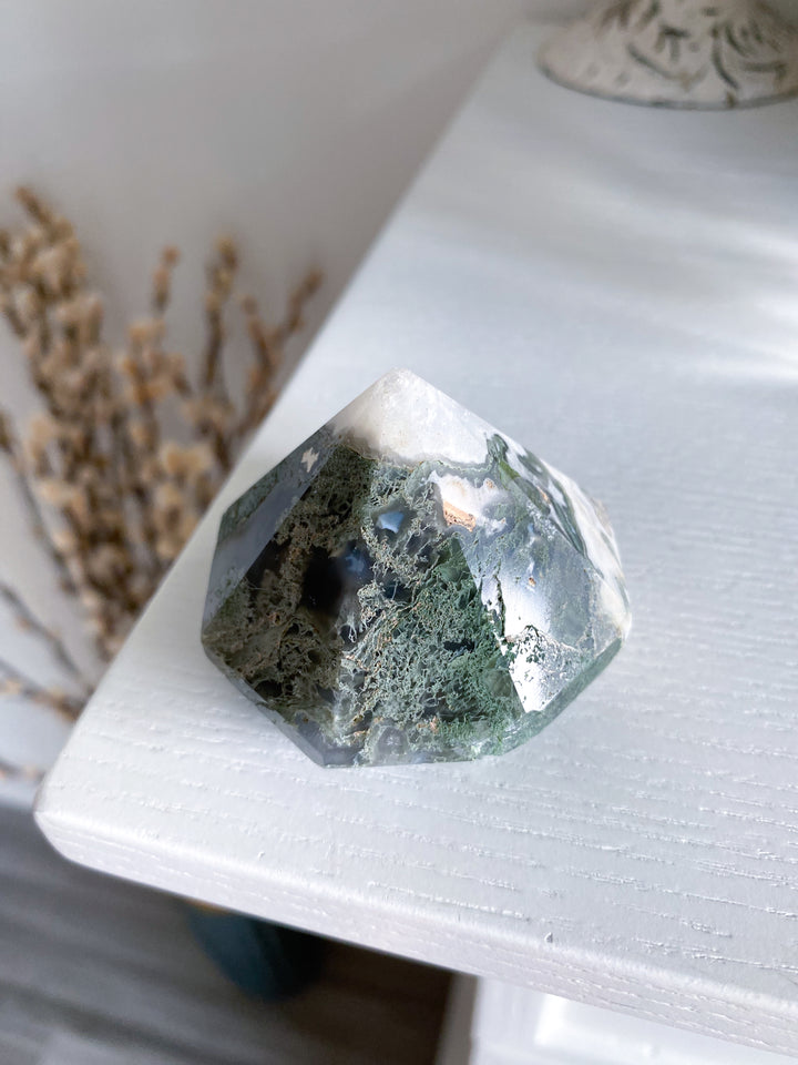 Moss Agate DIAMOND Cut Tower #3