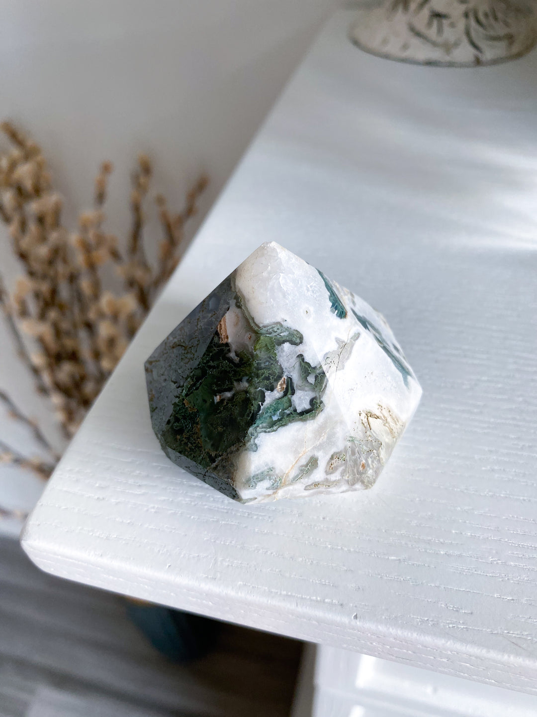 Moss Agate DIAMOND Cut Tower #3