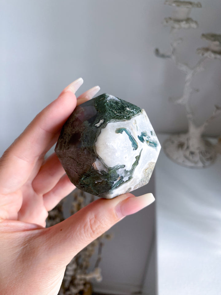 Moss Agate DIAMOND Cut Tower #3
