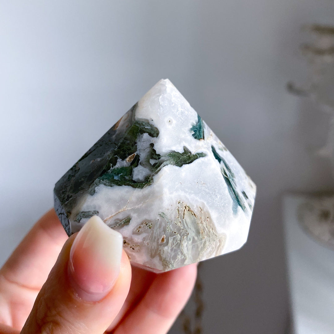 Moss Agate DIAMOND Cut Tower #3