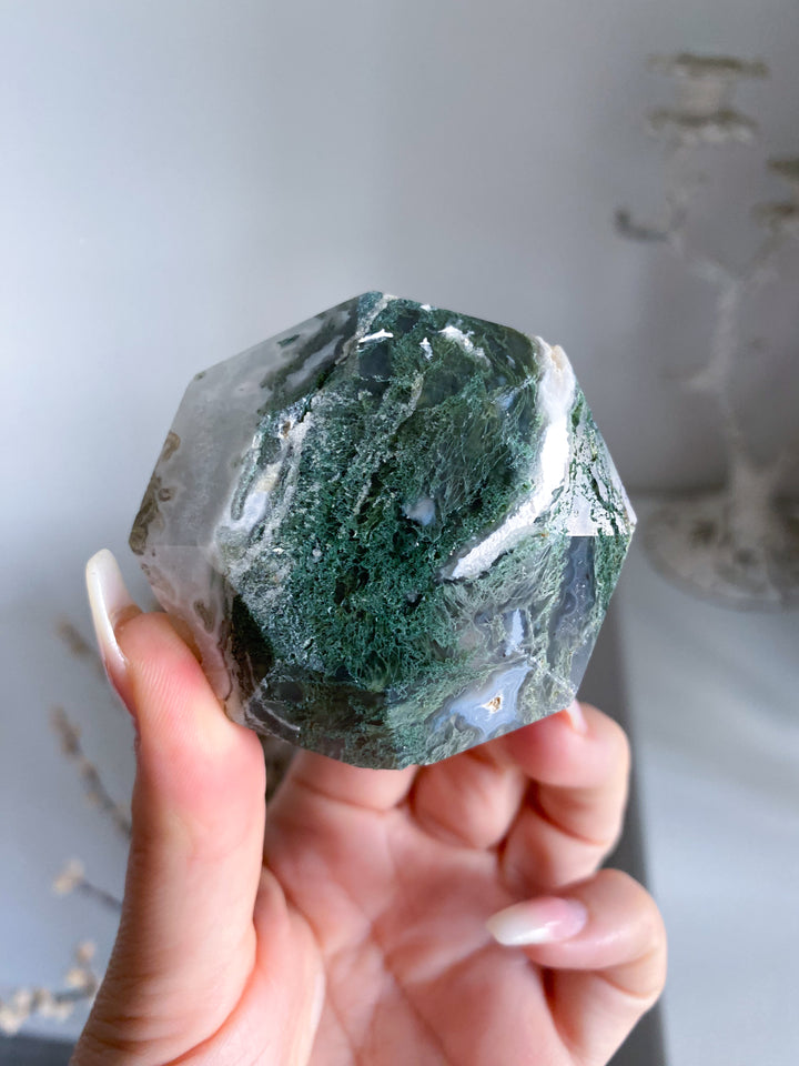 Moss Agate DIAMOND Cut Tower #3