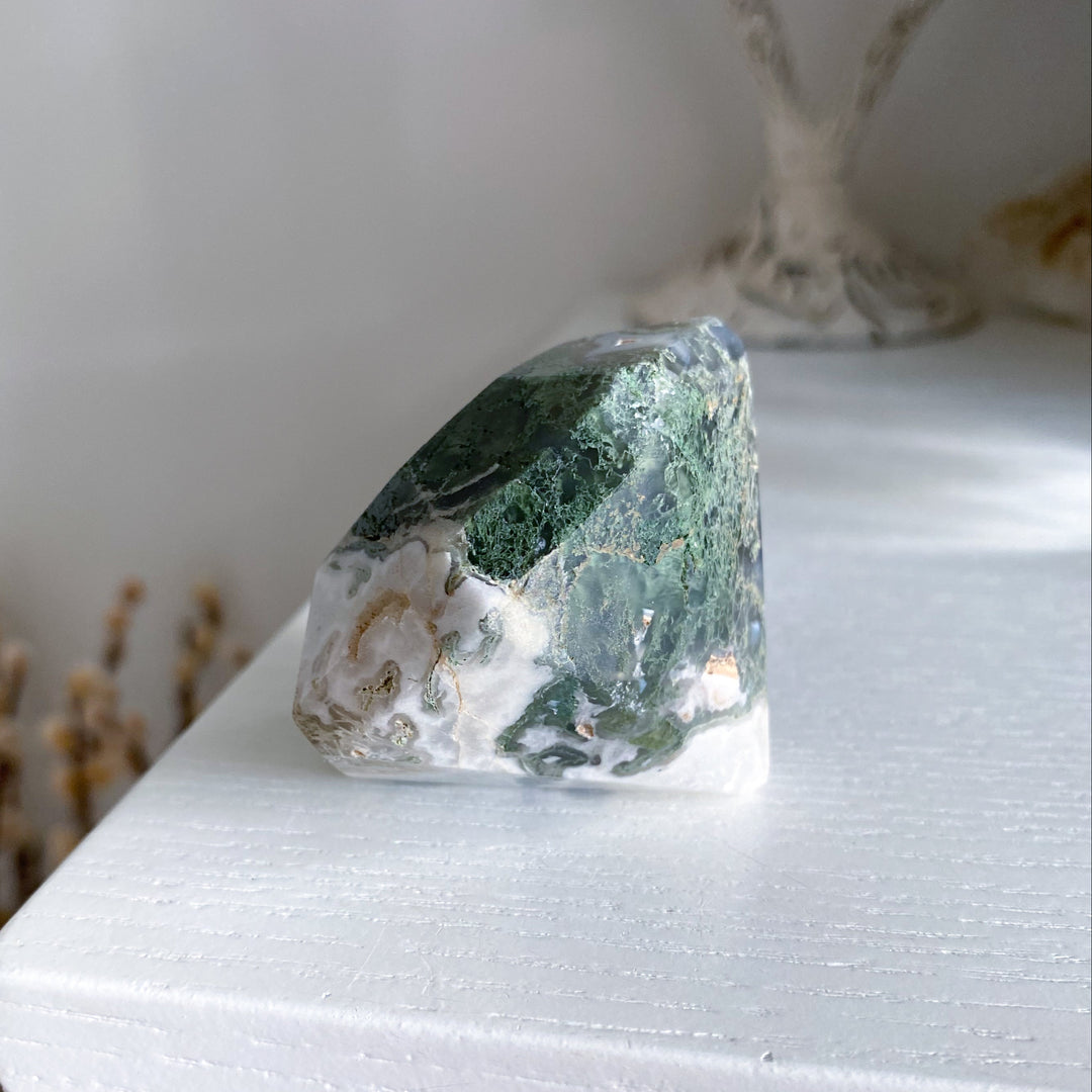 Moss Agate DIAMOND Cut Tower #3