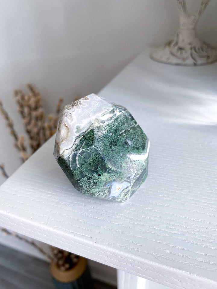 Moss Agate DIAMOND Cut Tower #3