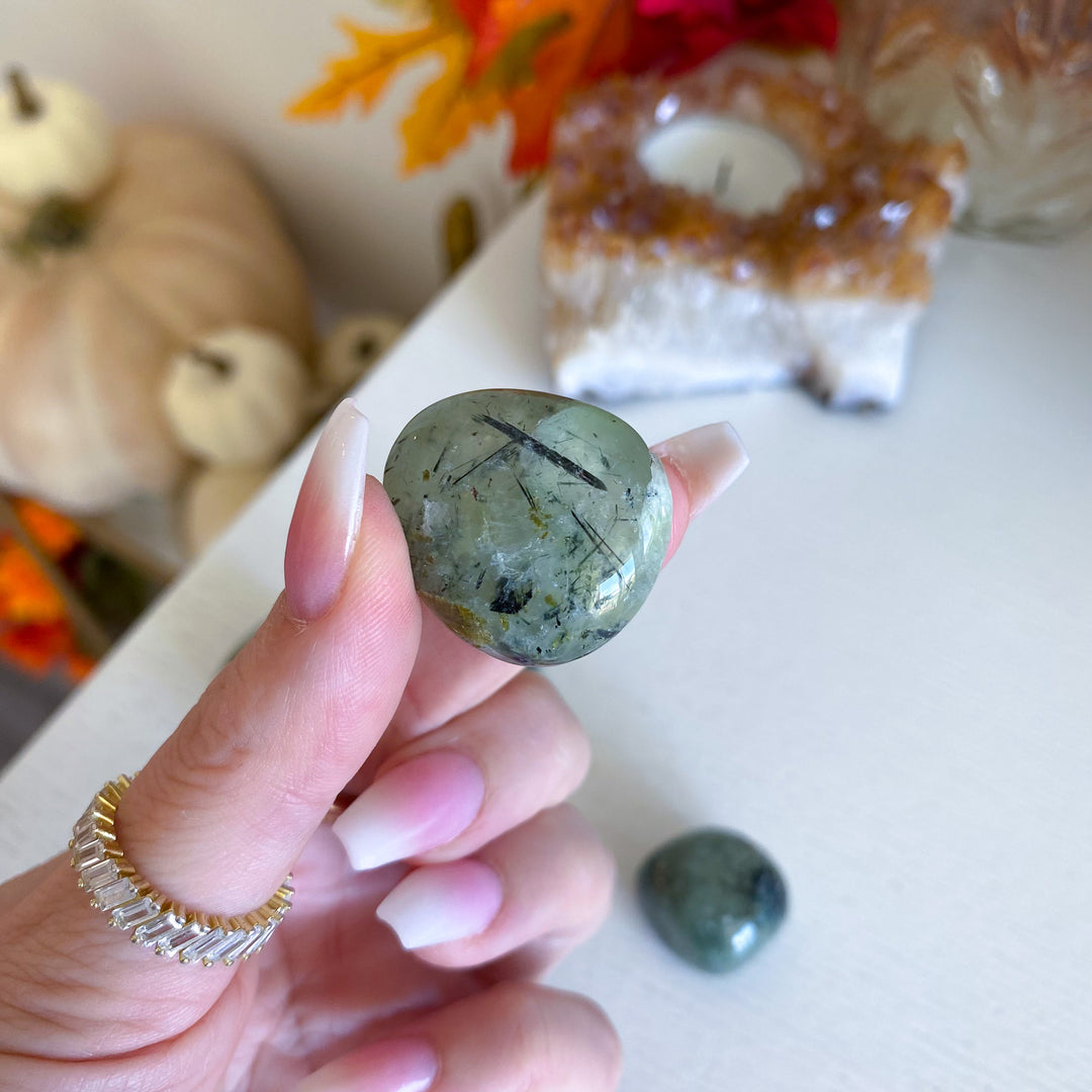 Prehnite with Epidote Tumble