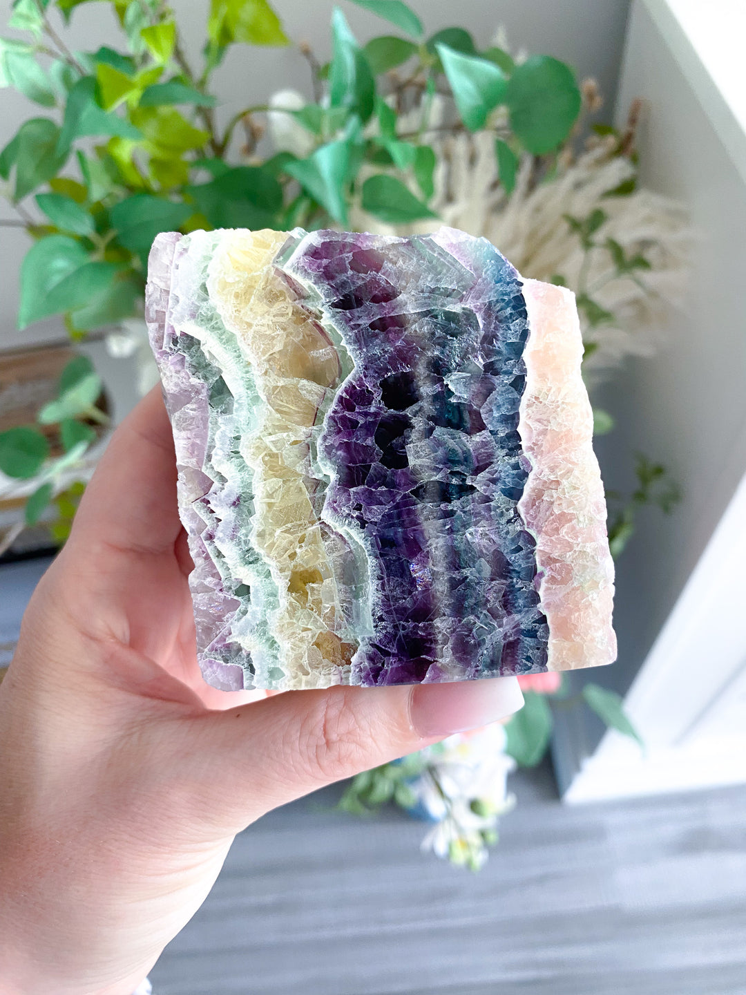 Polished Candy Rainbow Fluorite Slab 