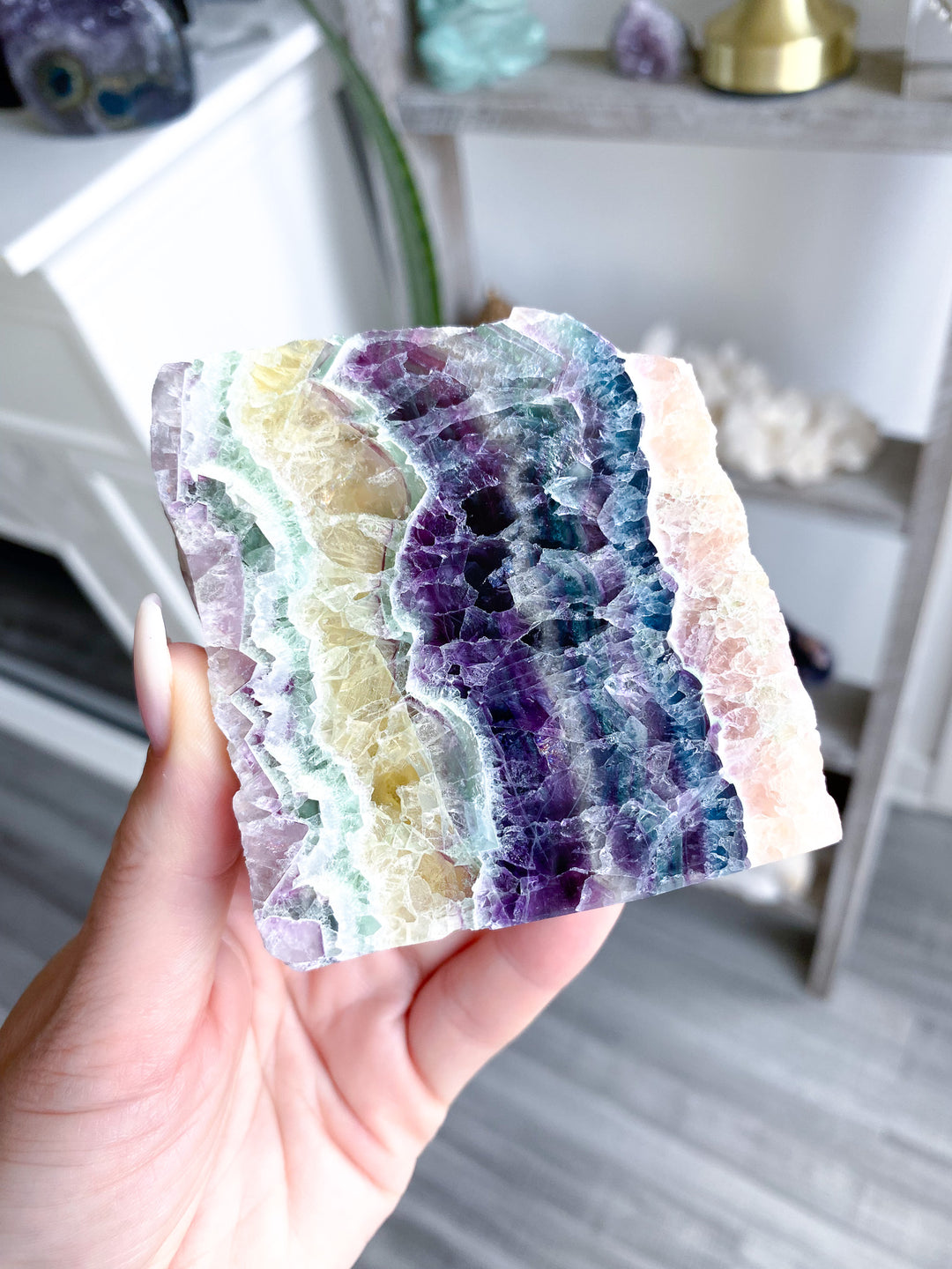 Polished Candy Rainbow Fluorite Slab 