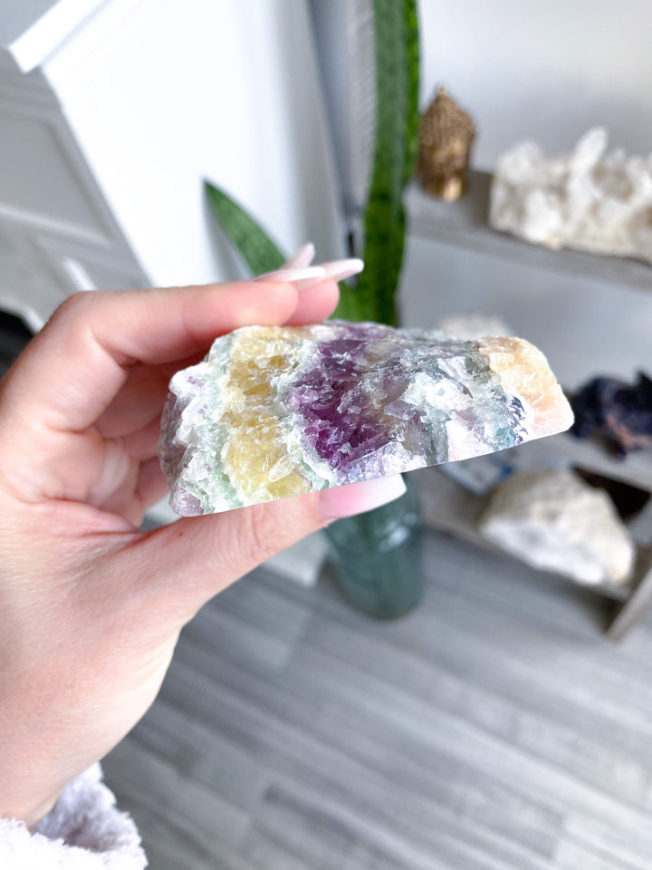 Polished Candy Rainbow Fluorite Slab 