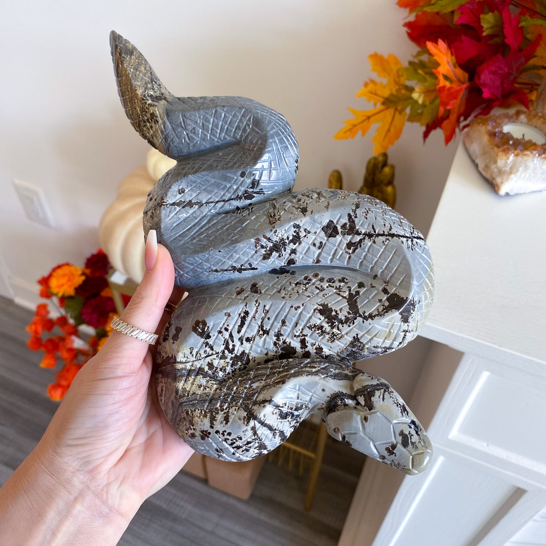 Large Picture Jasper Snake Carving
