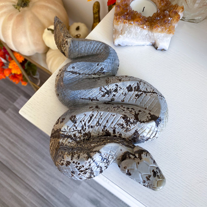 Large Picture Jasper Snake Carving