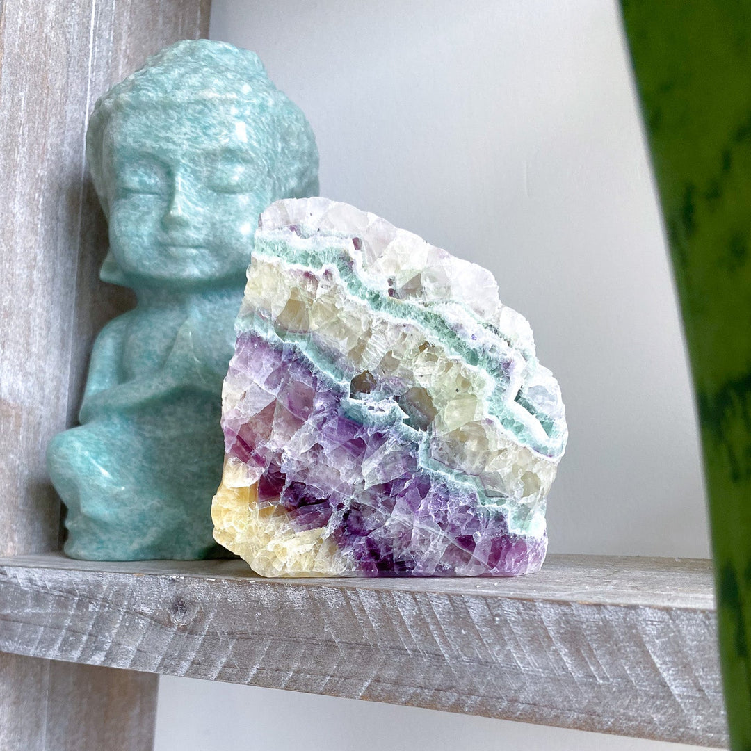 Polished Candy Rainbow Fluorite Slab 