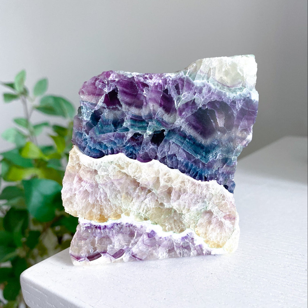 Polished Candy Rainbow Fluorite Slab 