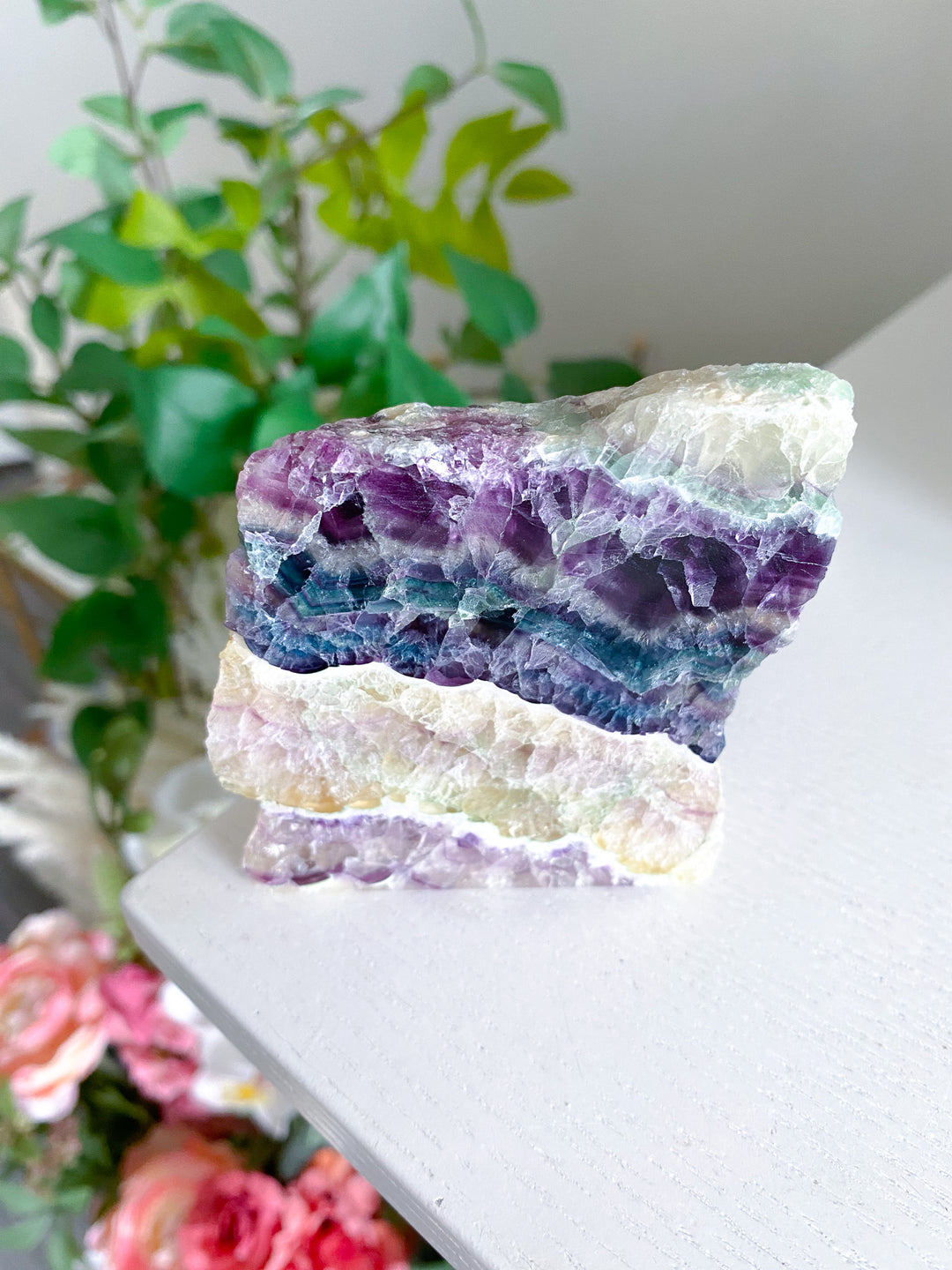 Polished Candy Rainbow Fluorite Slab 