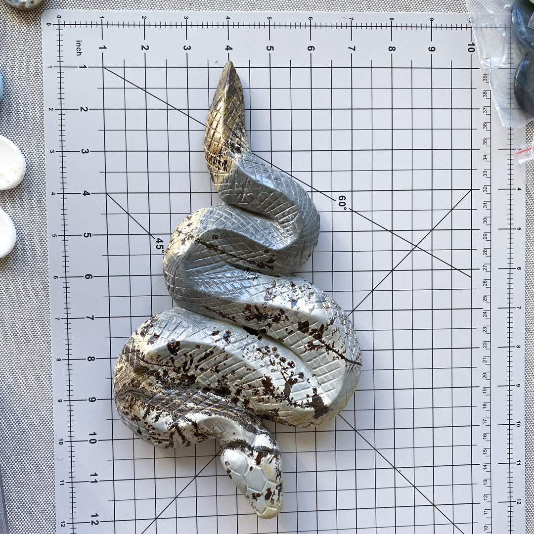 Large Picture Jasper Snake Carving