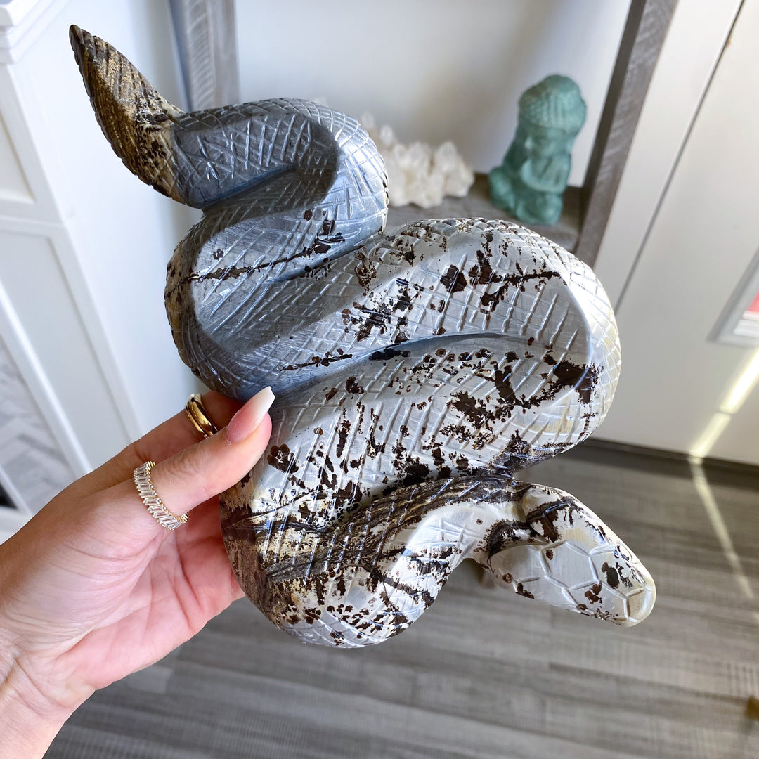 Large Picture Jasper Snake Carving