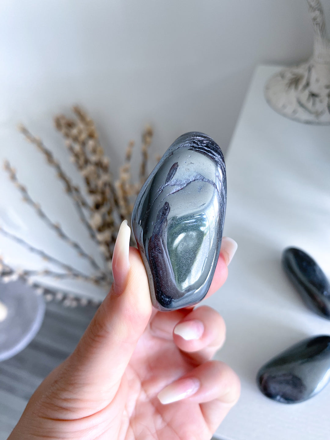 Long Hematite Pebble Stone