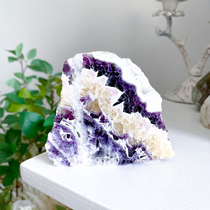 Purple Chevron Rainbow Fluorite Slab 